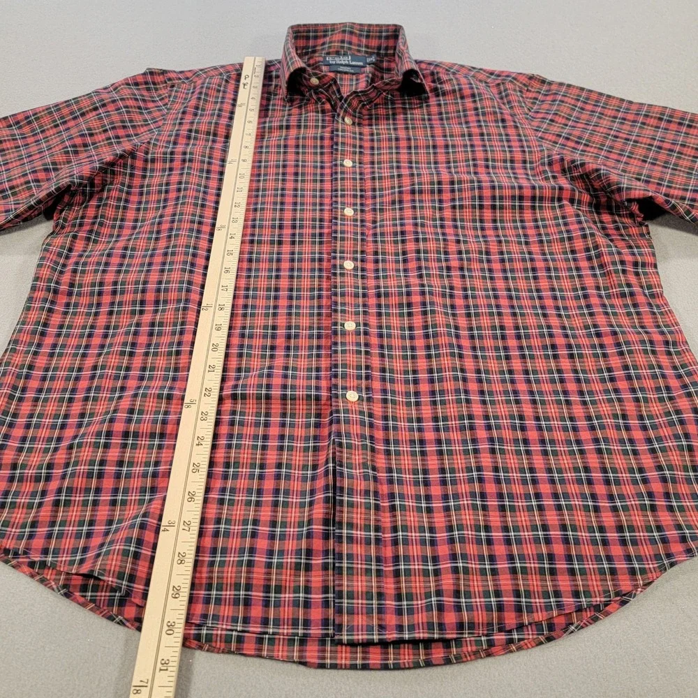 Polo Ralph Lauren Regent Custom Fit Plaid Shirt‎ Red Blue Men's XL Button Down